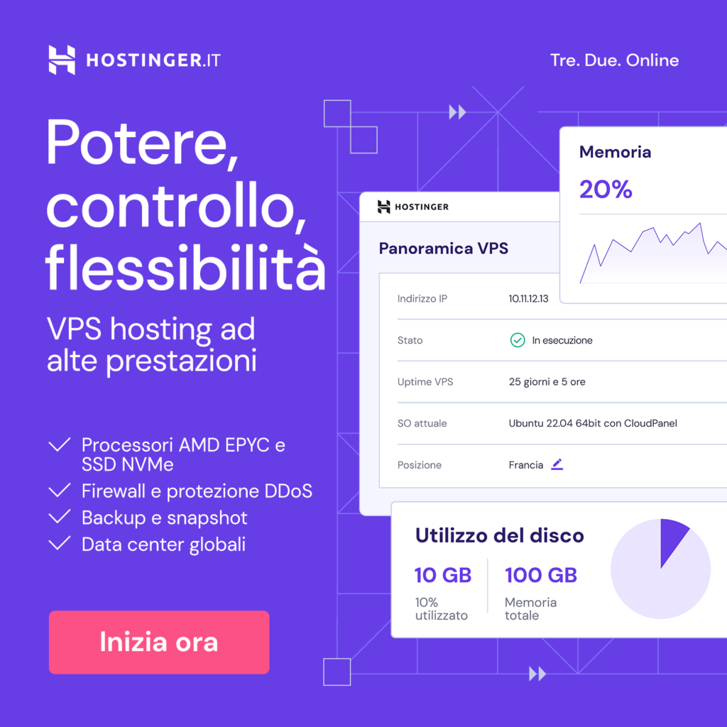 Invito ad iniziare ora a gestire il tuo sito con Hostinger.