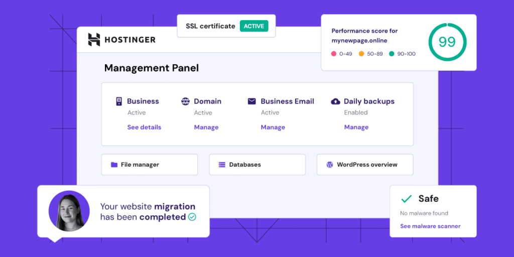Interfaccia hPanel di Hostinger per la gestione VPS domotica