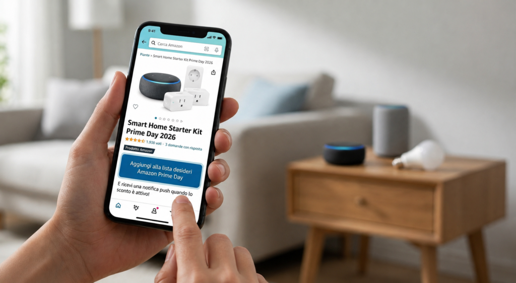 Dispositivi tecnologici per la casa pronti per essere salvati nella lista desideri amazon prime day.